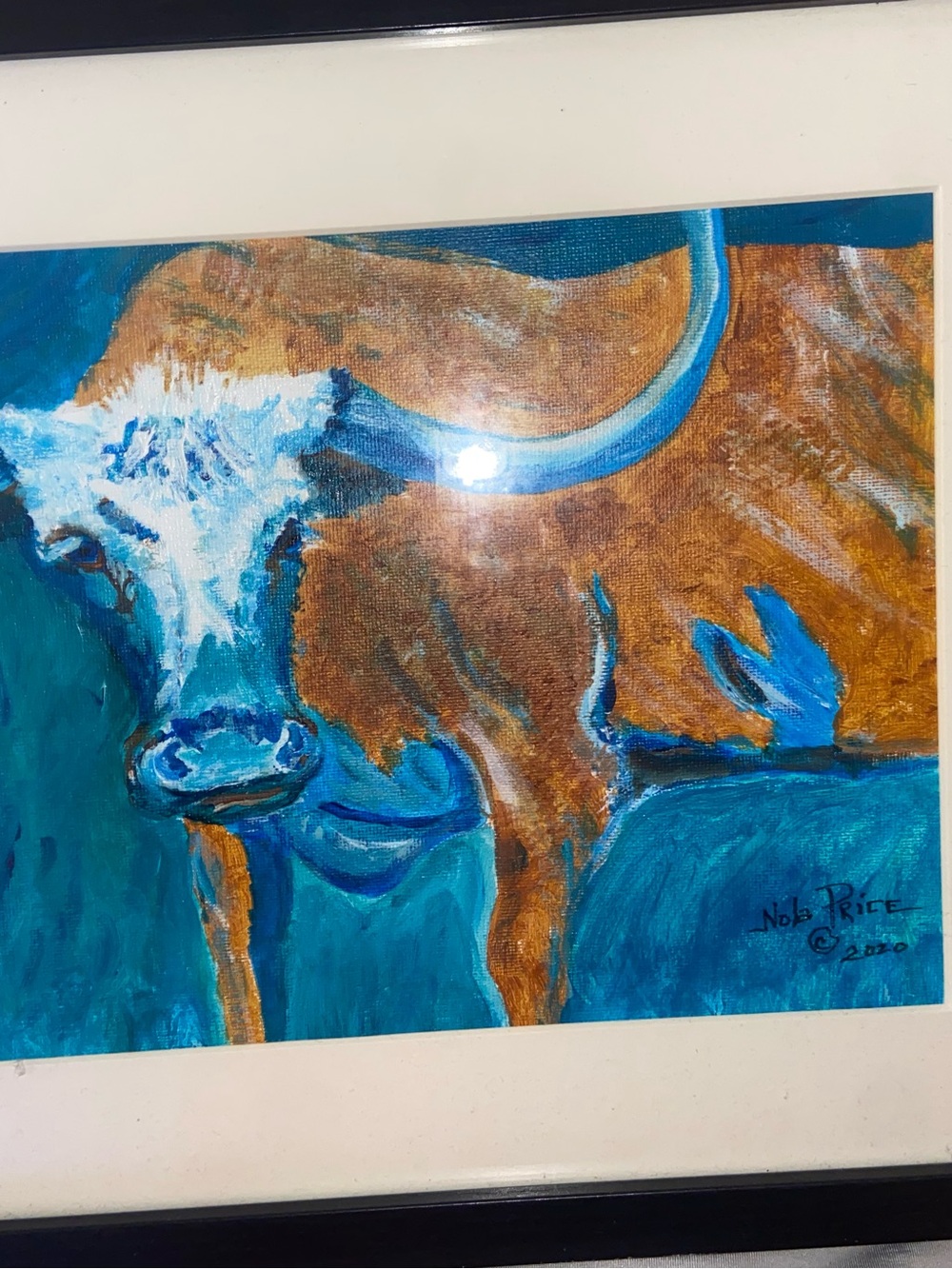 Framed Longhorn Cow Art Print | Southwestern Western Decor | Signed 2020 Artwork